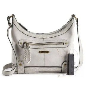 BOC Dove Gray ROGERSTON Satchel Bag Shoulder Purse w Charging Power Bank.MSRP$89